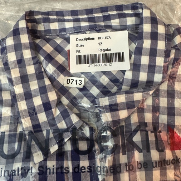 Untuckit Belleza Long Sleeve Button Down Shirt Blue Checkered - Picture 7 of 12